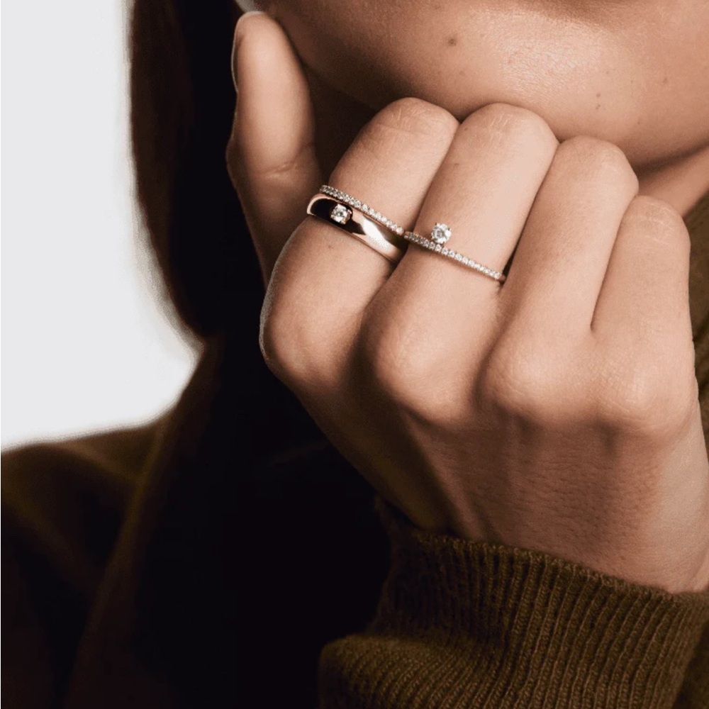 NWT Lightbox Inset Ring Solitaire Lab-grown Diamond 14k WhiteGold 0.10 ct US7